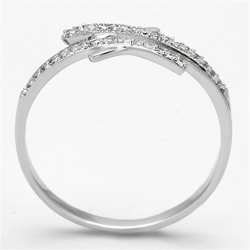 925 Silver Ring TS113 Rhodium 925 Sterling Silver Ring with AAA Grade CZ