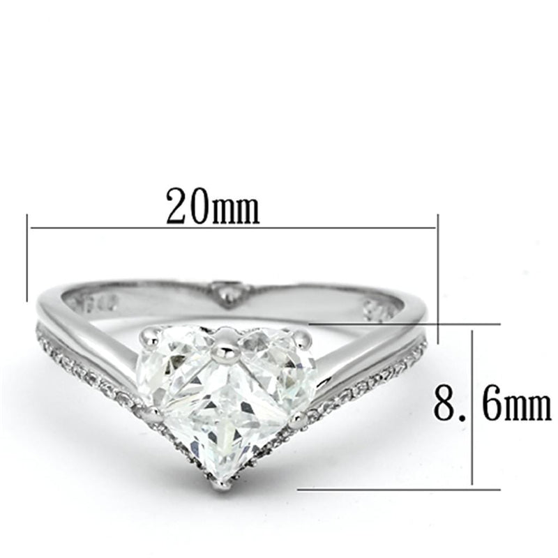 925 Silver Ring TS118 Rhodium 925 Sterling Silver Ring with AAA Grade CZ
