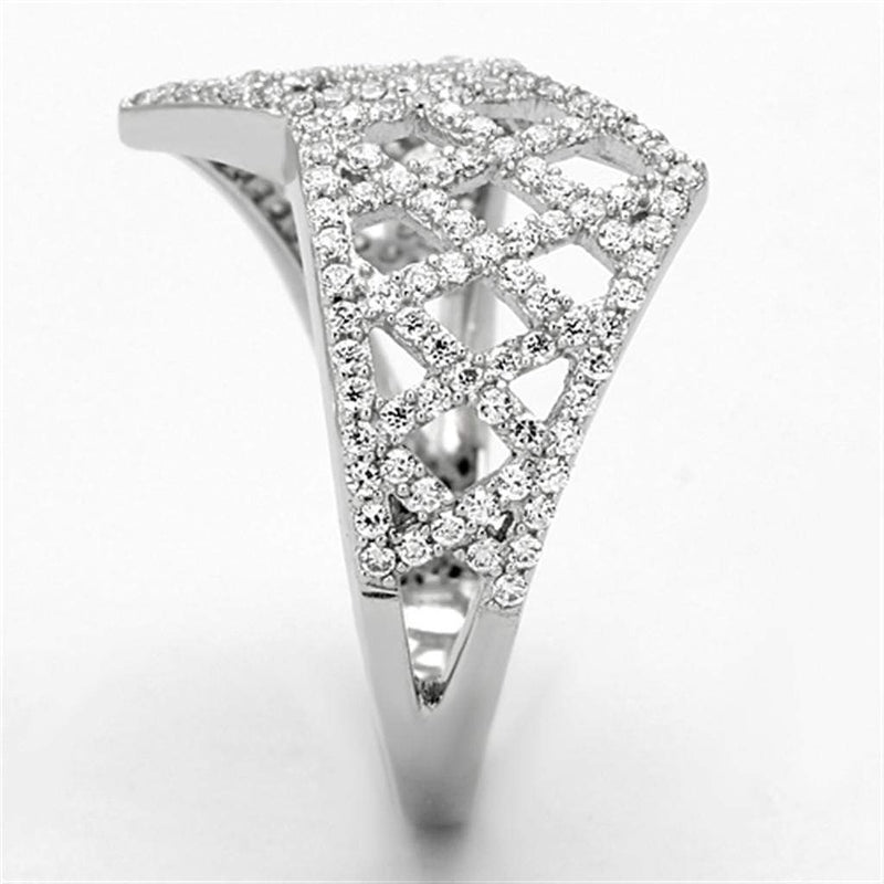 925 Silver Ring TS122 Rhodium 925 Sterling Silver Ring with AAA Grade CZ