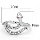 925 Silver Ring TS123 Rhodium 925 Sterling Silver Ring with CZ in Ruby