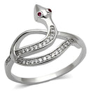 925 Silver Ring TS123 Rhodium 925 Sterling Silver Ring with CZ in Ruby