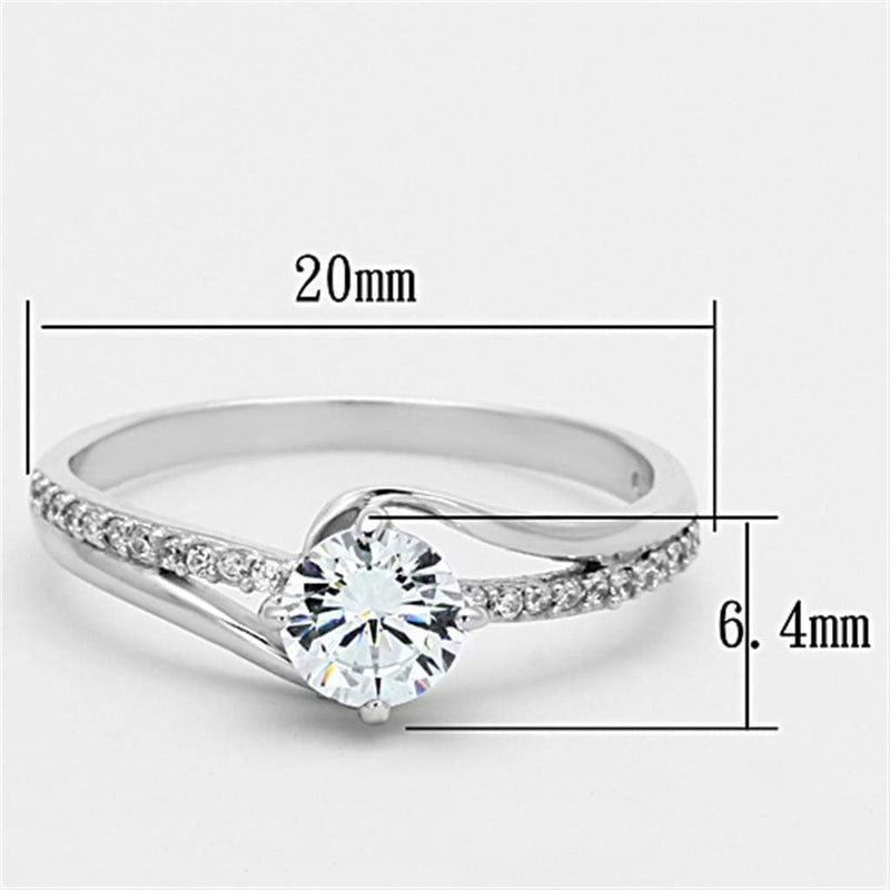 925 Silver Ring TS141 Rhodium 925 Sterling Silver Ring with AAA Grade CZ