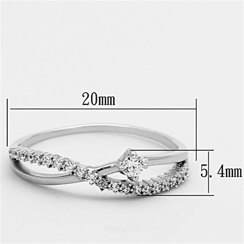 925 Silver Ring TS144 Rhodium 925 Sterling Silver Ring with AAA Grade CZ