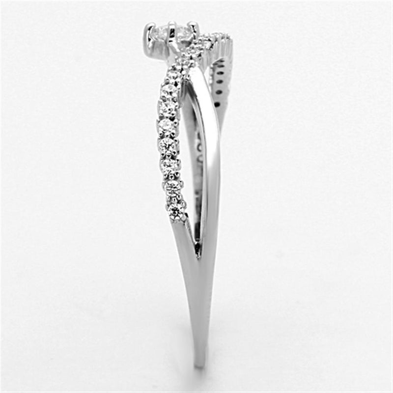 925 Silver Ring TS144 Rhodium 925 Sterling Silver Ring with AAA Grade CZ