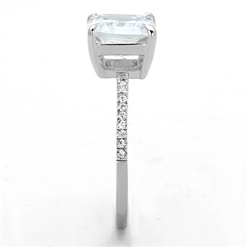 925 Silver Ring TS155 Rhodium 925 Sterling Silver Ring with Cubic