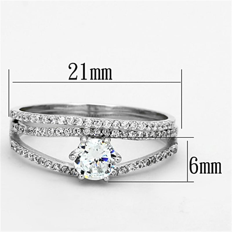 925 Silver Ring TS172 Rhodium 925 Sterling Silver Ring with AAA Grade CZ