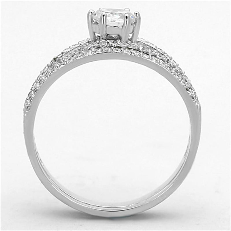 925 Silver Ring TS172 Rhodium 925 Sterling Silver Ring with AAA Grade CZ