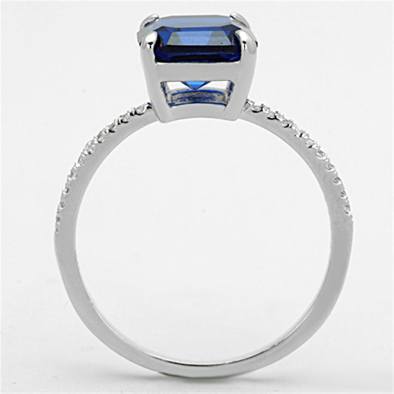 925 Silver Ring TS177 Rhodium 925 Sterling Silver Ring in London Blue