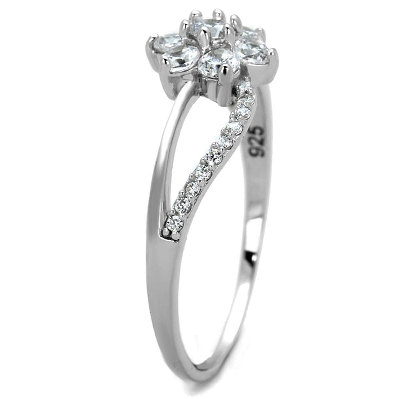 925 Silver Ring TS182 Rhodium 925 Sterling Silver Ring with AAA Grade CZ