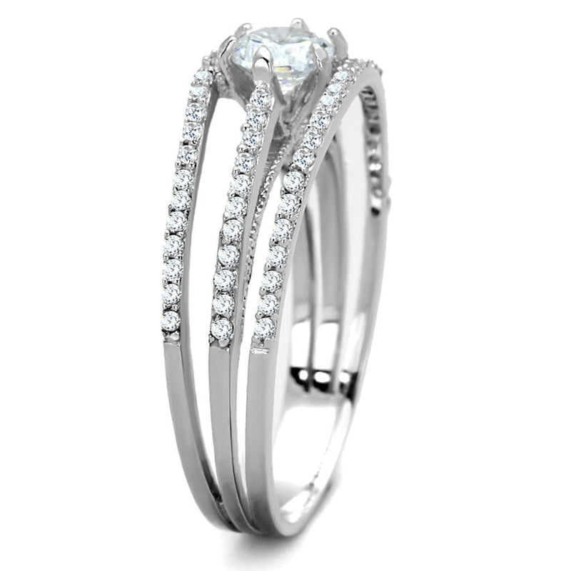 925 Silver Ring TS185 Rhodium 925 Sterling Silver Ring with AAA Grade CZ