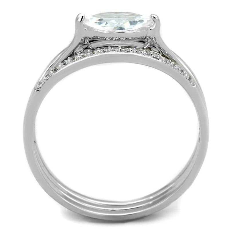 925 Silver Ring TS208 Rhodium 925 Sterling Silver Ring with AAA Grade CZ