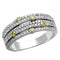 925 Silver Ring TS251 Reverse Two-Tone 925 Sterling Silver Ring with CZ