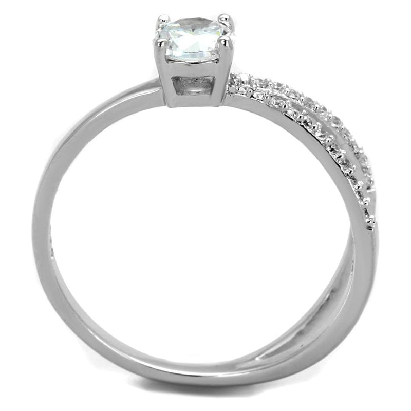 925 Silver Ring TS261 Rhodium 925 Sterling Silver Ring with AAA Grade CZ