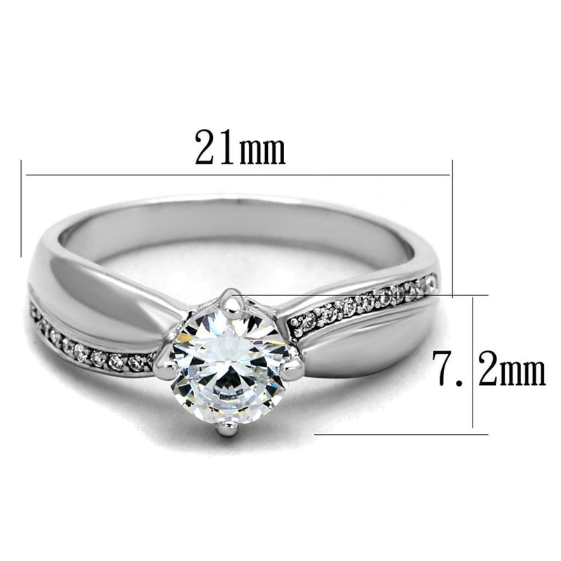 925 Silver Ring TS264 Rhodium 925 Sterling Silver Ring with AAA Grade CZ