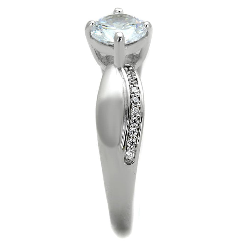 925 Silver Ring TS264 Rhodium 925 Sterling Silver Ring with AAA Grade CZ