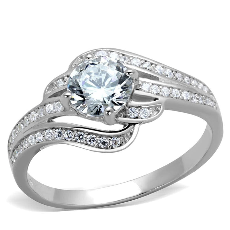 925 Silver Ring TS303 Rhodium 925 Sterling Silver Ring with AAA Grade CZ