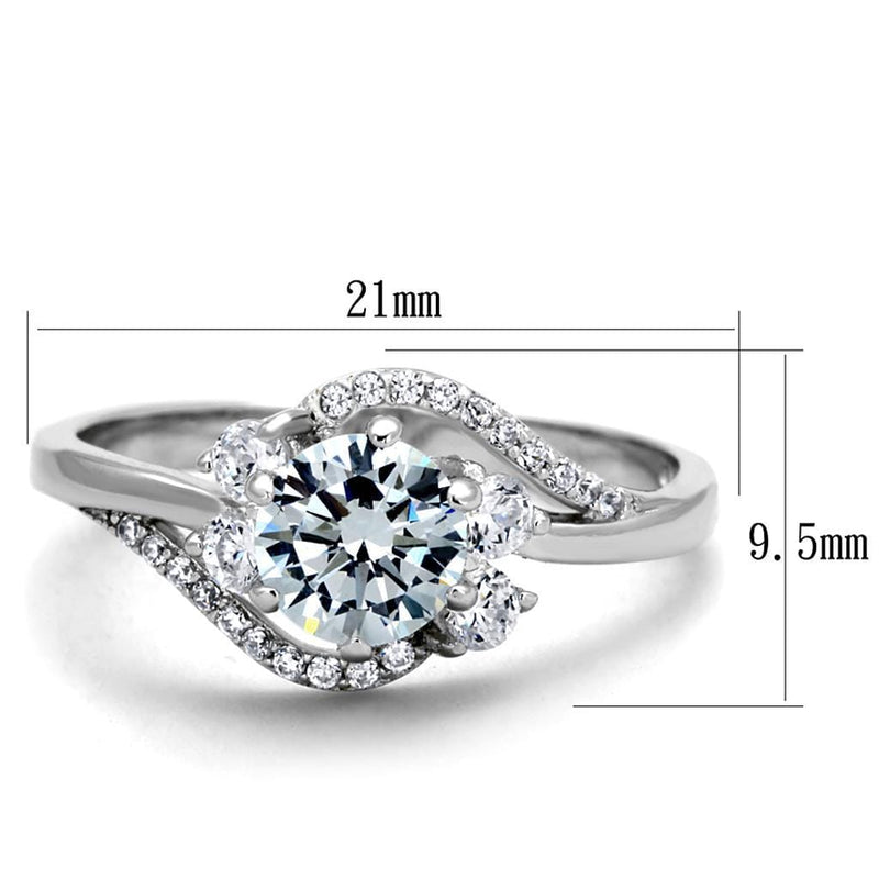 925 Silver Ring TS305 Rhodium 925 Sterling Silver Ring with AAA Grade CZ
