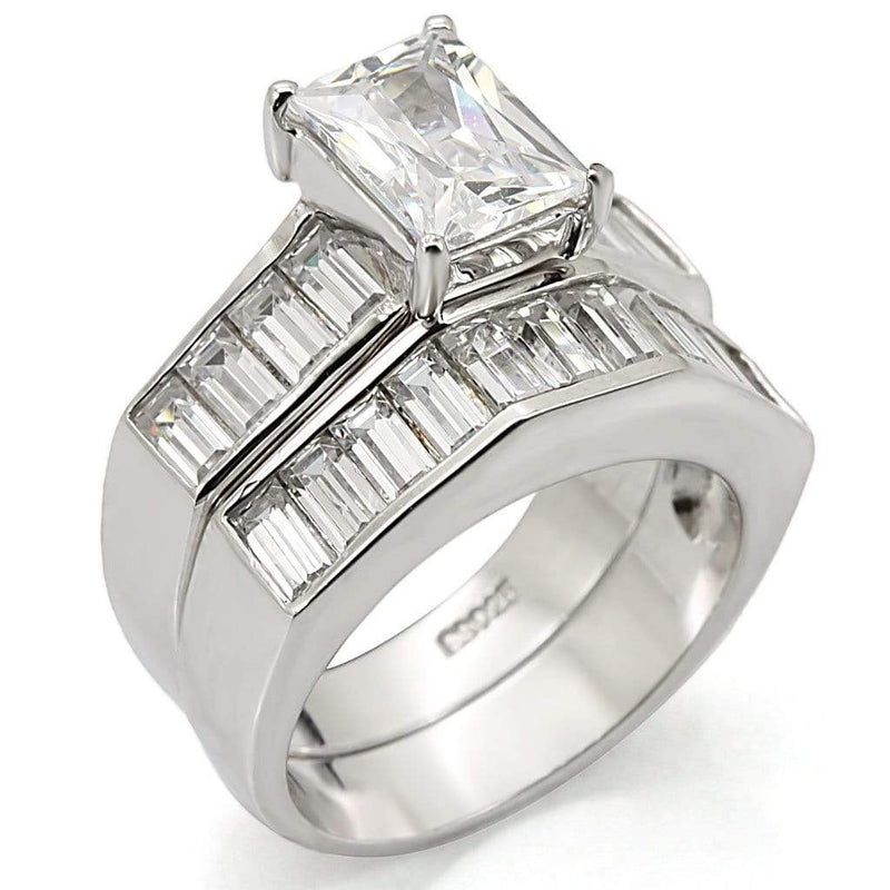 925 Sterling Silver Rings LOS448 Rhodium 925 Sterling Silver Ring with CZ