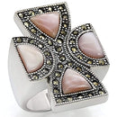 925 Sterling Silver Rings LOS458 Antique Tone 925 Sterling Silver Ring with Precious Stone