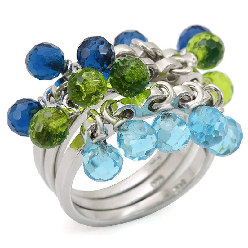 925 Sterling Silver Rings LOS462 Rhodium 925 Sterling Silver Ring with Synthetic