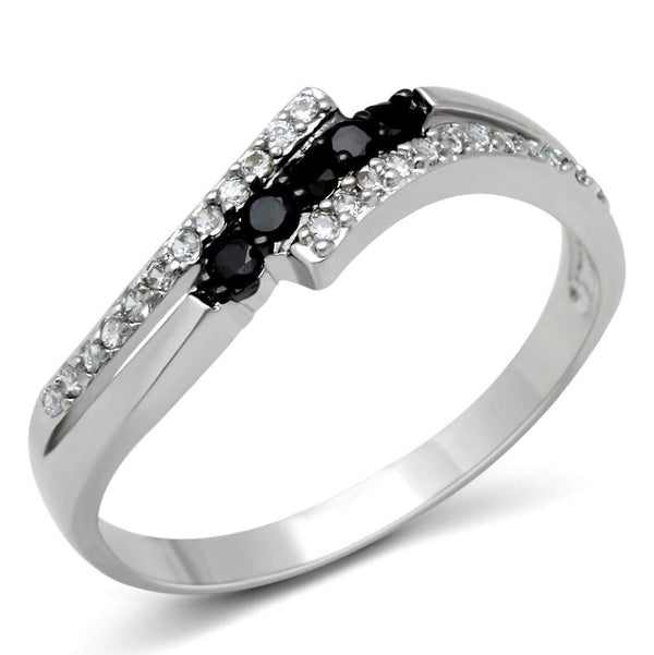 Anniversary Rings For Her 3W122 Rhodium + Ruthenium Brass Ring with CZ
