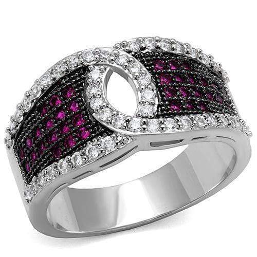 Anniversary Rings For Her 3W1243 Rhodium + Ruthenium Brass Ring in Ruby