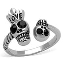 Band Rings TK1661 Stainless Steel Ring with Top Grade Crystal in Jet