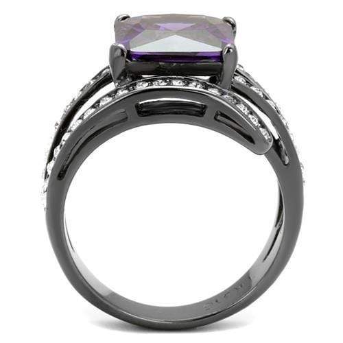 Band Rings TK1665LJ Light Black  (Gun) Stainless Steel Ring with CZ