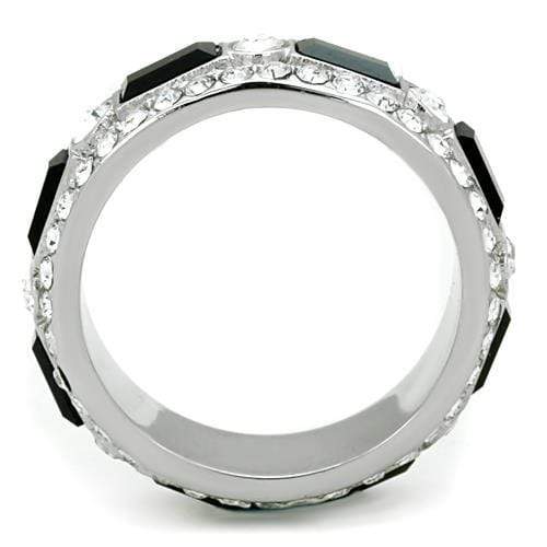 Band Rings TK1677 Stainless Steel Ring with Top Grade Crystal in Jet