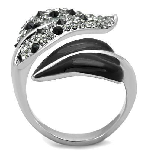 Band Rings TK1678 Stainless Steel Ring with Top Grade Crystal in Jet