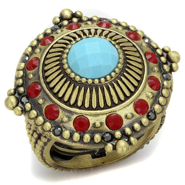 Best Engagement Rings LO3890 Antique Copper Brass Ring in Turquoise