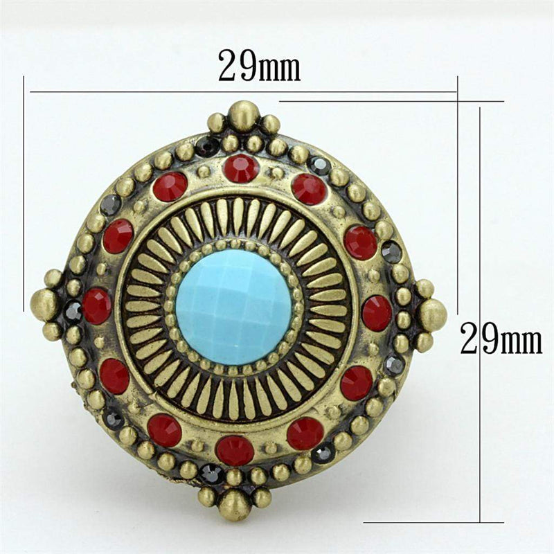 Best Engagement Rings LO3890 Antique Copper Brass Ring in Turquoise