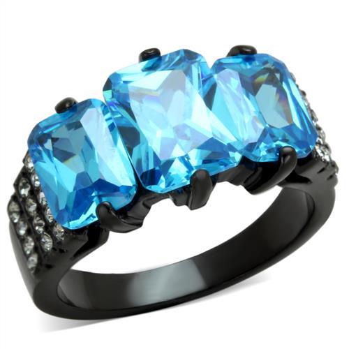 Silver Jewelry Rings Cheap Engagement Rings TK1866 Black - Stainless Steel Ring with CZ Alamode Fashion Jewelry Outlet