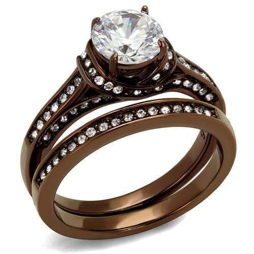 Cheap Engagement Rings TK1919LC Coffee light Stainless Steel Ring with CZ