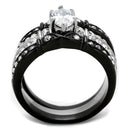 Cheap Engagement Rings TK1922 Two-Tone Black Stainless Steel Ring with CZ