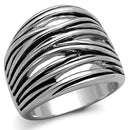 Silver Jewelry Rings Cheap Rings 3W596 Rhodium Brass Ring with Epoxy in Jet Alamode Fashion Jewelry Outlet