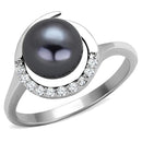 Silver Jewelry Rings Cheap Rings 3W629 Rhodium Brass Ring with Synthetic in Gray Alamode Fashion Jewelry Outlet