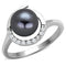 Silver Jewelry Rings Cheap Rings 3W629 Rhodium Brass Ring with Synthetic in Gray Alamode Fashion Jewelry Outlet