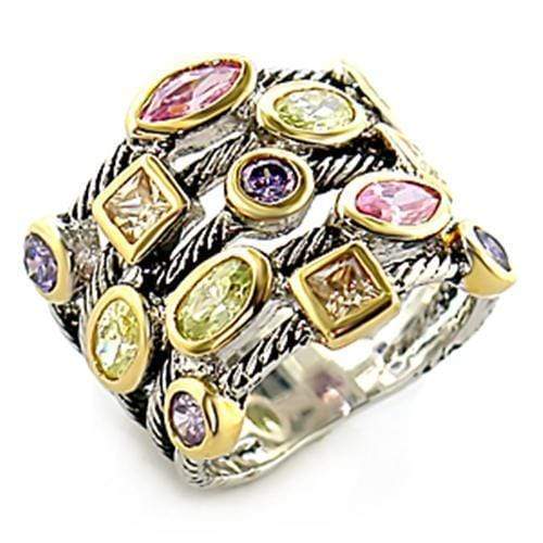 Cheap Rings For Men 8X049 Reverse Two-Tone Brass Ring with AAA Grade CZ