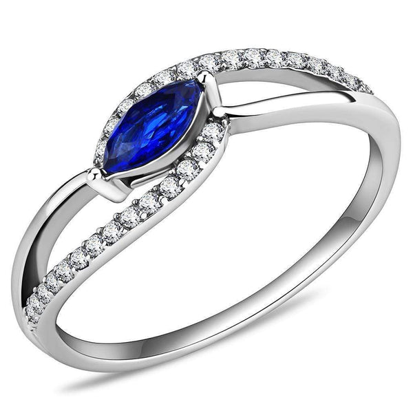 Silver Jewelry Rings Cheap Rings For Men DA122 Stainless Steel Ring with CZ in London Blue Alamode Fashion Jewelry Outlet