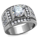 Cool Mens Rings TK2305 Stainless Steel Ring with AAA Grade CZ