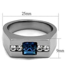 Cool Mens Rings TK2307 Stainless Steel Ring with Crystal in Aquamarine