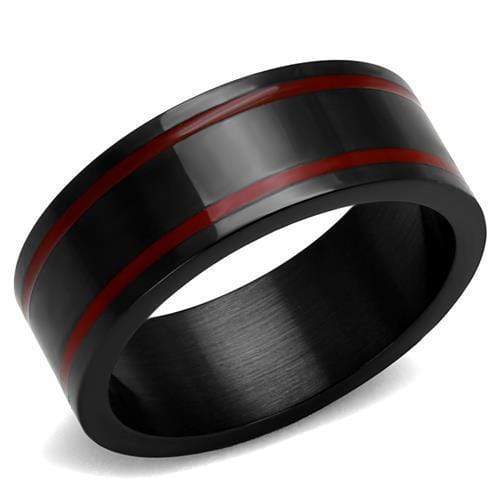 Cool Mens Rings TK2407 Black - Stainless Steel Ring with Epoxy in Siam