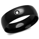 Cool Mens Rings TK2409 Black - Stainless Steel Ring with AAA Grade CZ