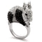 Cool Rings LO1731 Rhodium + Ruthenium Brass Ring with Top Grade Crystal