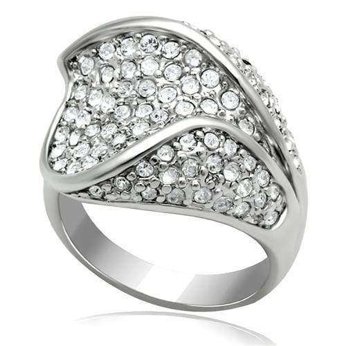 Cool Rings LO2105 Rhodium Brass Ring with Top Grade Crystal