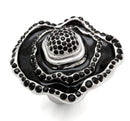 Cool Rings LO2157 Rhodium Brass Ring with Top Grade Crystal in Jet