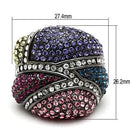 Cool Rings LO2174 TIN Cobalt Black Brass Ring with Top Grade Crystal