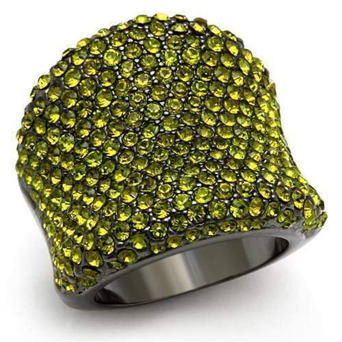 Cool Rings LO2185 TIN Cobalt Brass Ring with Crystal in Olivine color