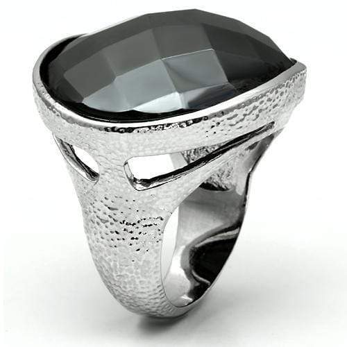 Cool Rings LO2470 Rhodium Brass Ring with Synthetic in Hematite